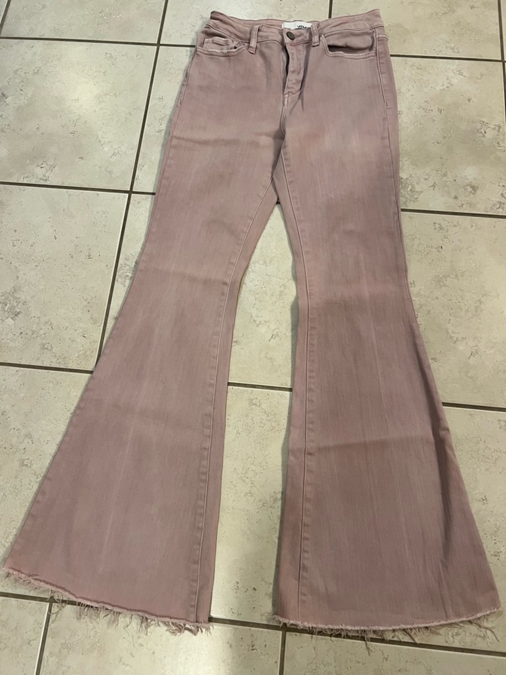 Fitted Flare Leg Jeans in Dusty Rose